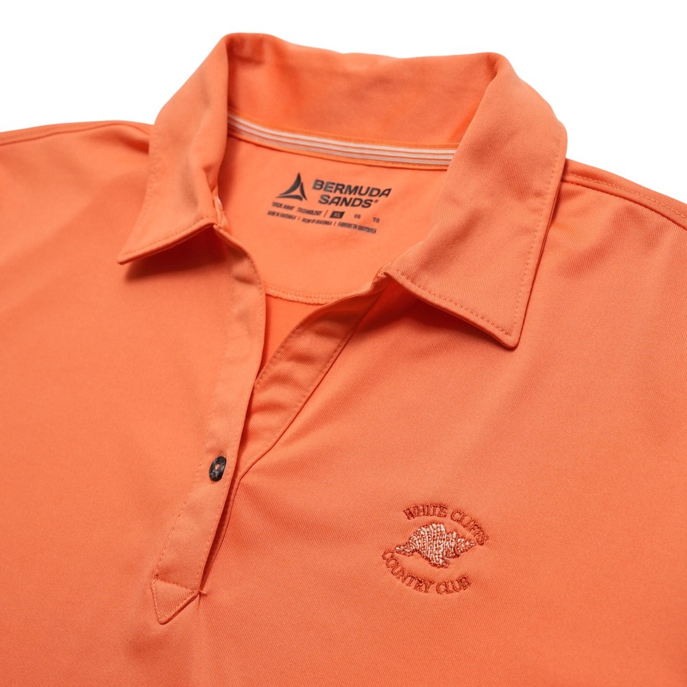 Bermuda Sands Polo Shirt Women XL Orange Short Sleeve White Cliffs Country Club
